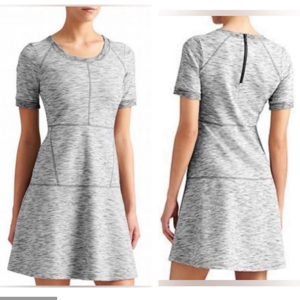 ATHLETA EN ROUTE PONTE FIT & FLARE DRESS SIZE XS GRAY